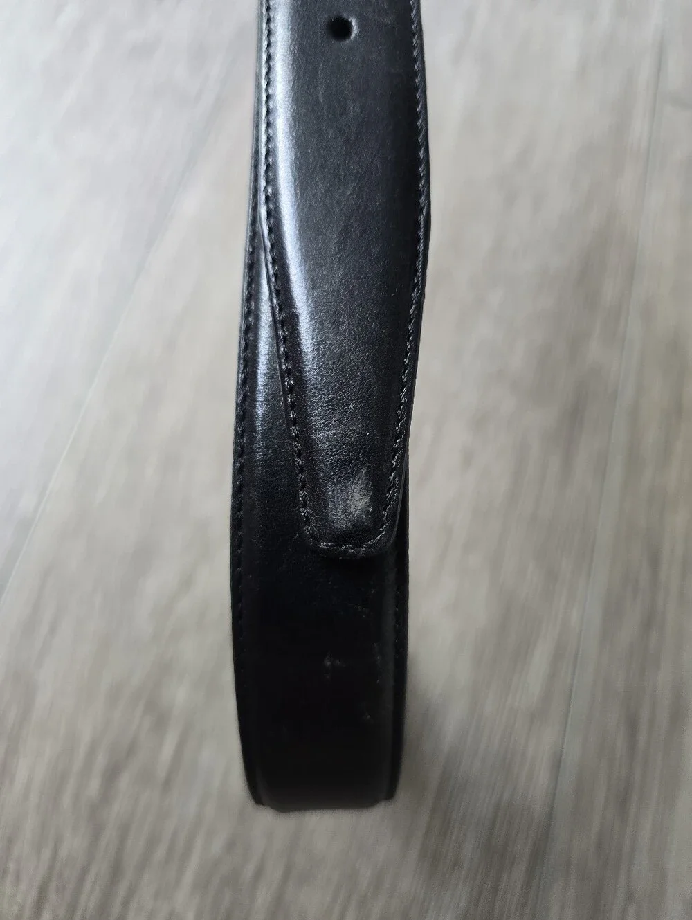 Haggar Black Label Mens Black Full Grain Leather Dress Belt Gold Buckle Sz 40